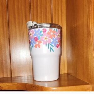 The Spring Shop White 12 Oz Floral Tumbler with Lid